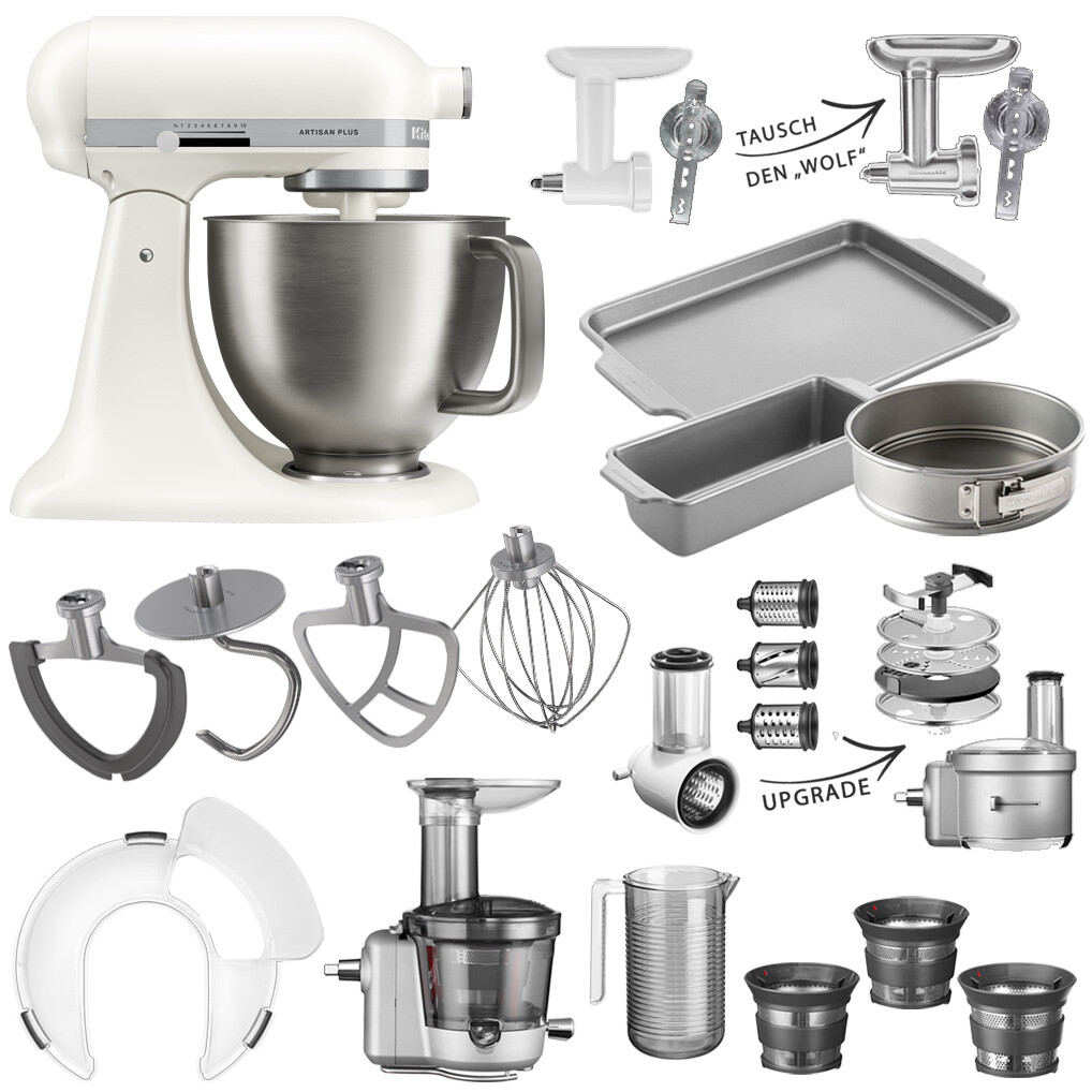 KitchenAid Küchenmaschine Artisan Plus 5KSM50 Mega-Winter-Set Porcelain White