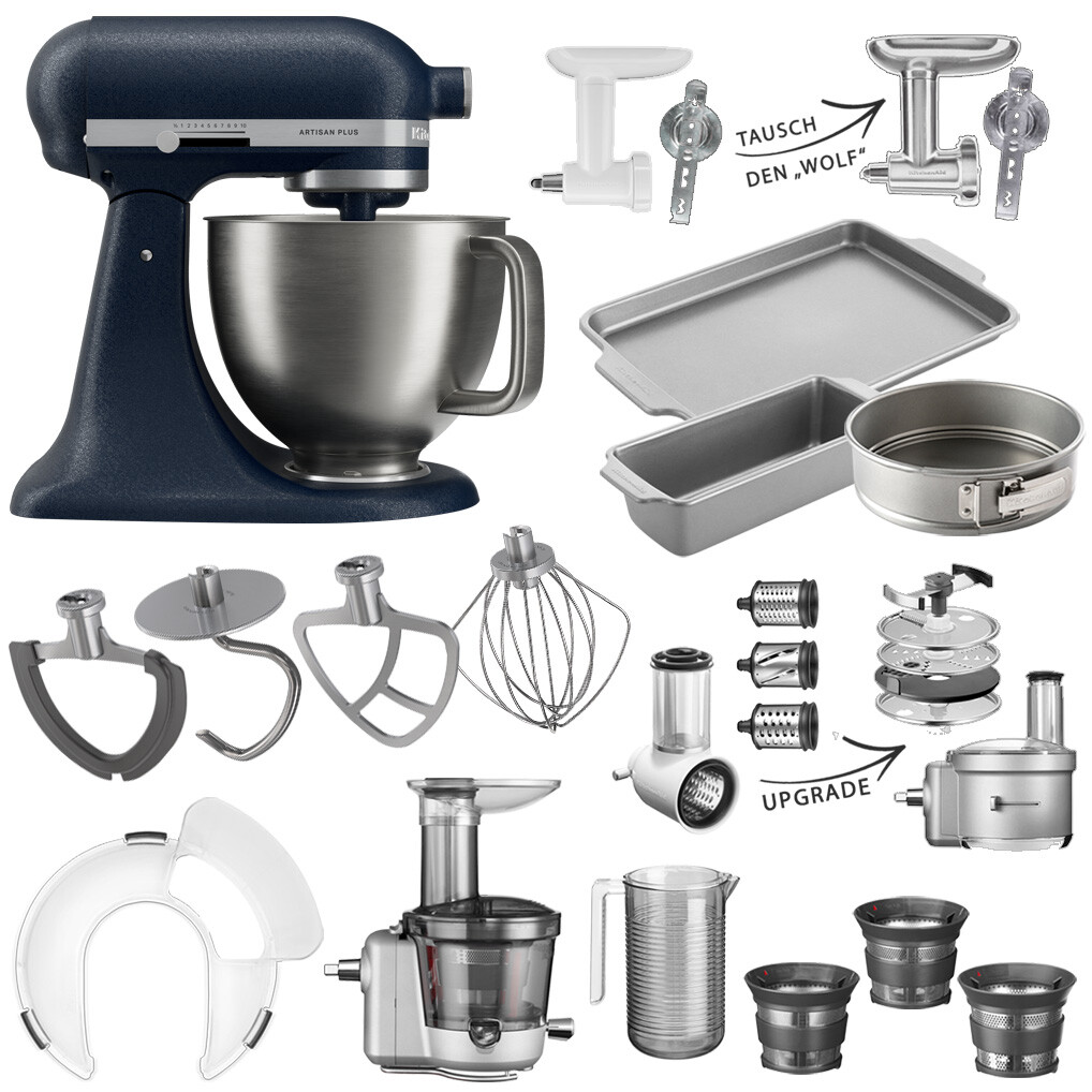 KitchenAid Küchenmaschine Artisan Plus 5KSM50 Mega-Winter-Set Wild Blueberry