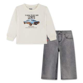Levis Kids Shirt & Hose "LVB CAR LS & DENIM SET" 2 mit coolem Autoprint, for BOYS
