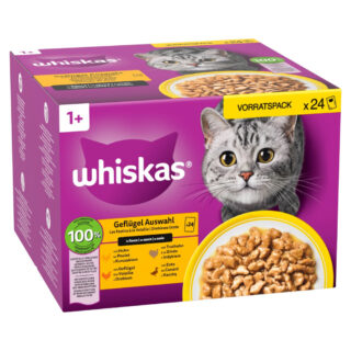 Megapack Whiskas 1+ Adult Frischebeutel 48 x 85 g - Geflügel Auswahl in Sauce