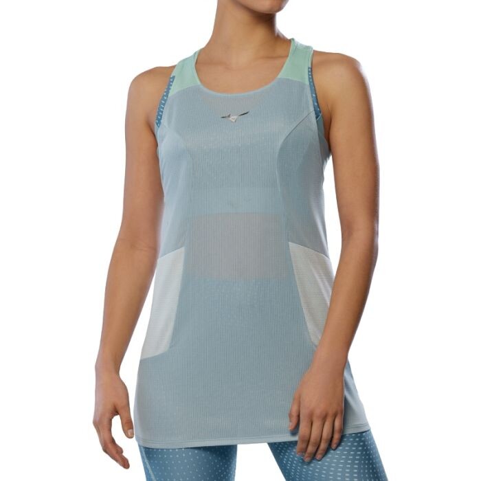 Mizuno DryAeroFlow Damen Tanktop – Blau, atmungsaktiv, bequem für Lauftraining