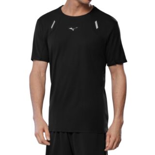 Mizuno Tech Light Kurzarm-Running-Shirt für Herren – Leicht, atmungsaktiv, schwarz, Gr. L