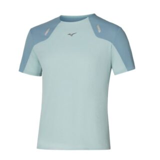 Mizuno Tech Light Kurzarmshirt für Herren – Leichtes Laufoberteil in Cloud Blue für optimalen Komfort und Atmungsaktivität.