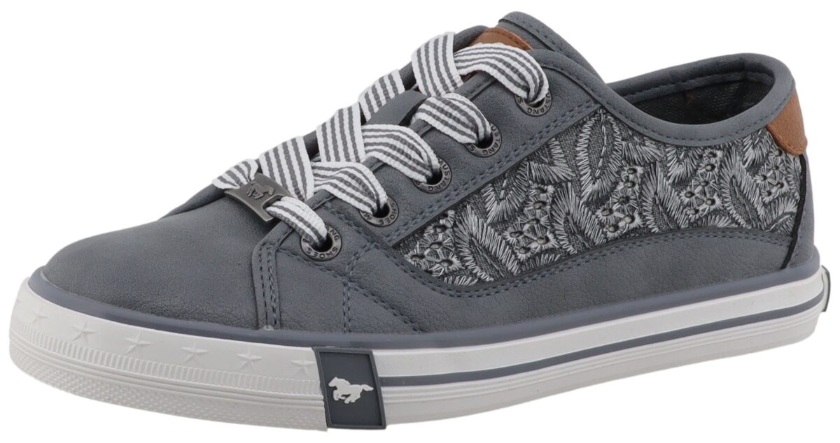 Mustang Shoes Sneaker "Gaspare" Freizeitschuh, Schnürschuh, Halbschuh mit Blüten-Stickerei