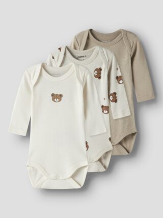 Name It Langarmbody "NBNBODY 3P LS PUMICE BEAR NOOS" Packung, 3 tlg.