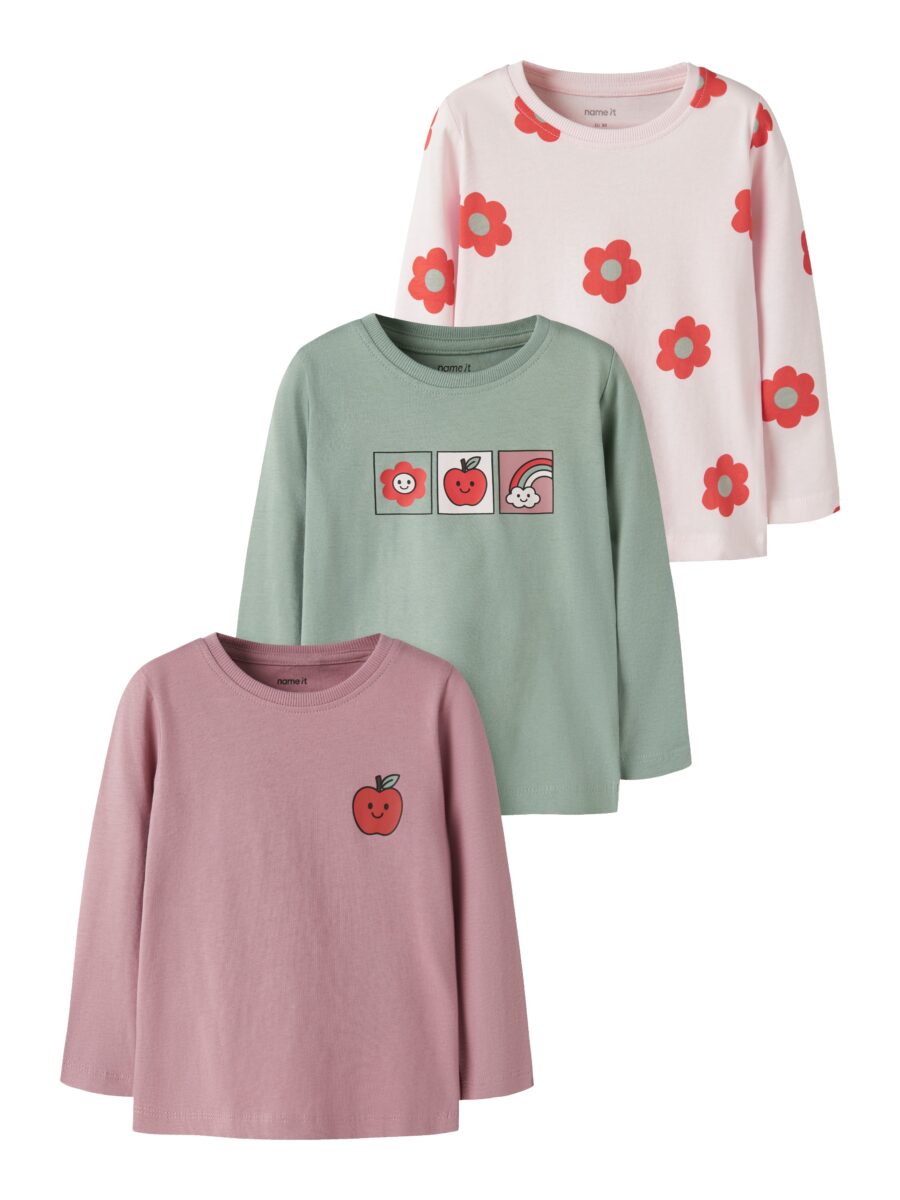 Name It Langarmshirt "NMFNIA 3P LS TOP" Packung, 3 Baumwolle, regular fit