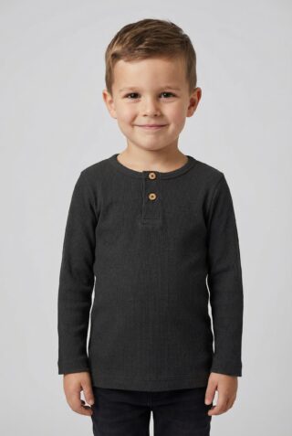 Name It Langarmshirt "NMMKAB LS TOP NOOS" Im Henley-Stil - mit kurzer Knopfleise, normal geschnitten