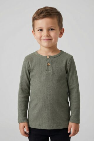 Name It Langarmshirt "NMMKAB LS TOP NOOS" Im Henley-Stil - mit kurzer Knopfleise, normal geschnitten
