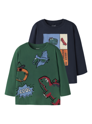 Name It Langarmshirt "NMMLUCIUS 2P LS NREG TOP BOX" Packung, 2 Baumwollmischung, regular fit