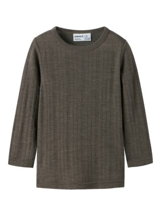 Name It Langarmshirt "NMMWANG WOOL NEEDLE LS TOP SOLID NOOS" aus reiner Merinowolle