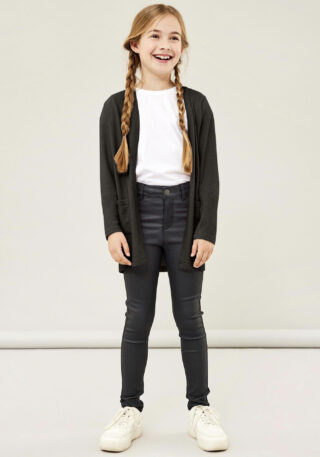 Name It Strickjacke "NKFVICTI – Cardigan ohne Verschluss aus Feinstrick" unifarben, casual, regular fit, Feinstrick, V-Ausschnitt