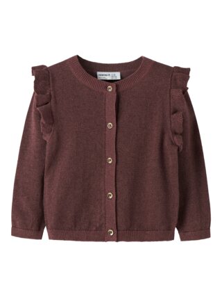Name It Strickjacke "NMFABINNE LS KNIT CARD NOOS" mit süßer Rüsche an den Schultern