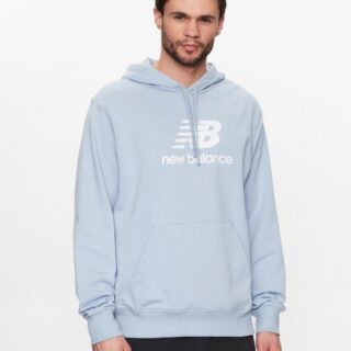 New Balance Essentials Stacked Logo Hoodie M Blau – Bequemer Freizeit- und Laufpullover für aktive Lebensstile
