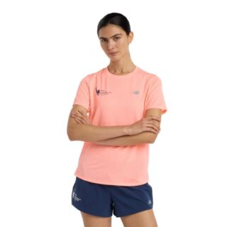 New Balance NYC Marathon Athletics SS Tee XS Damen - Orange Laufshirt für Training und Wettkampf
