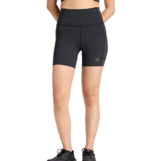 New Balance Sleek Storage Race Short 6 Inch Gr. L Schwarz Damen