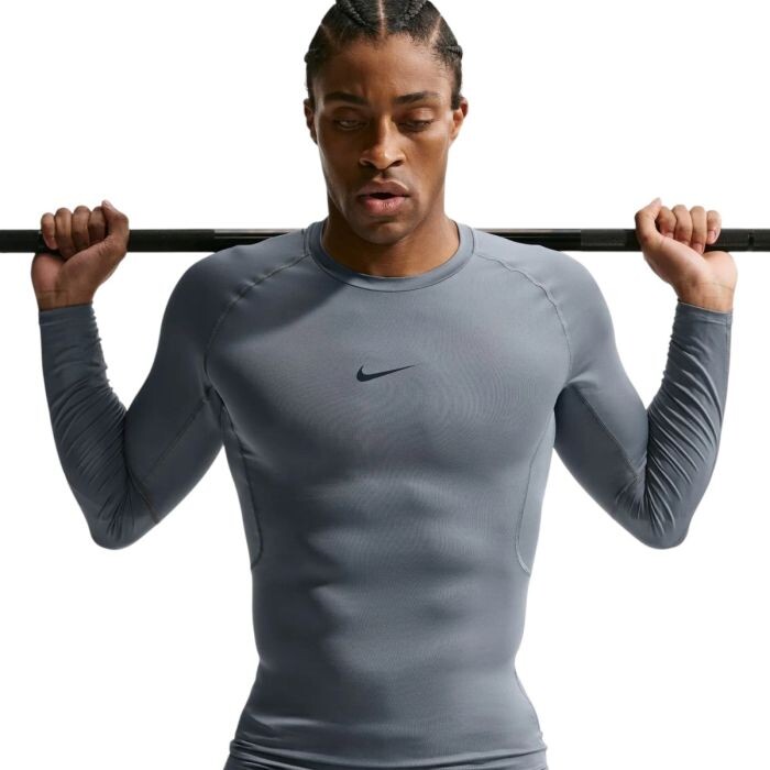 Nike Pro Dri-FIT Tight LS Tee Gr. L Grau Herren
