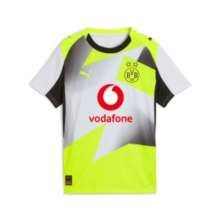PUMA Fußballtrikot "BVB AWAY JERSEY REPLICA JR WITH SPONSOR" für Fußball, Kurzarm, mit Rundhalsausschnitt, aus Polyester