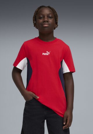 PUMA T-Shirt "ESS BLOCK TEE B" Kurzarm, Rundhalsausschnitt, ohne Kapuze