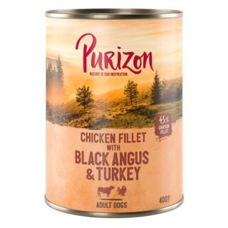 Purizon Kombi-Paket: 400 g Nassfutter + 100 g Trockenfutter - Original Black Angus mit Truthahn + Single Meat Ente mit Lavendelblüten