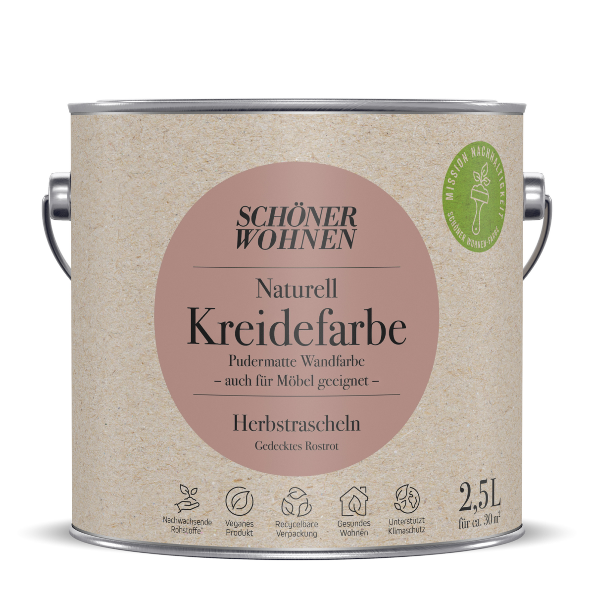Schöner Wohnen Farbe Naturell Kreidefarbe 'Herbstrascheln' rostrot matt 2,5 l