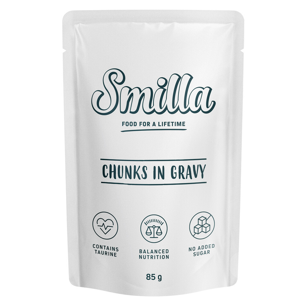 Smilla Frischebeutel Adult Hairball Häppchen in Sauce mit Gemüse - Pute und grünen Bohnen (24 x 85 g)