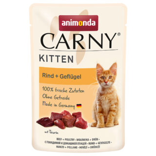 Sparpaket animonda Carny Kitten Pouch 24 x 85 g - Rind + Geflügel