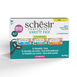Sparpaket Schesir Complements in Brühe 24 x 70 g - Thunfisch mit Sardinen
