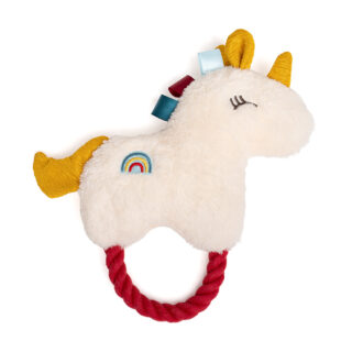 TIAKI Einhorn-Plüschtier mit Tau - L 21 x B 20 x H 5 cm