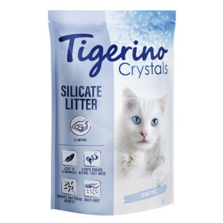 Tigerino Crystals klumpende Katzenstreu - Sensitive, parfümfrei - Sparpaket 3 x 5 l