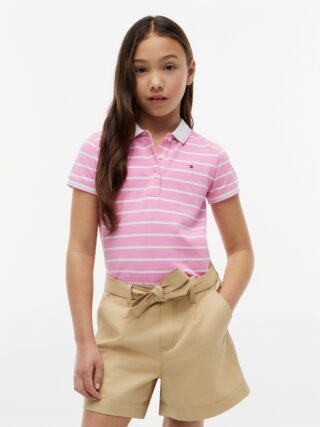 Tommy Hilfiger Poloshirt für Kinder bis 16 Jahre, Polokragen, gewellter Ärmelabschluss