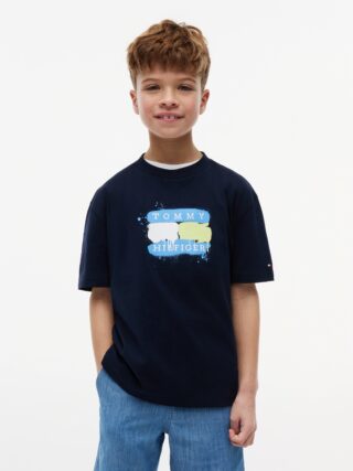 Tommy Hilfiger T-Shirt für Kinder bis 16 Jahre, Graffiti-Druck, Regular Fit