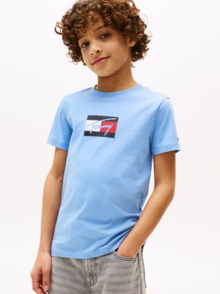 Tommy Hilfiger T-Shirt "TOMMY SCRIPT FLAG PRINT TEE SS" für Kinder bis 16 Jahre, mit Logo-Print