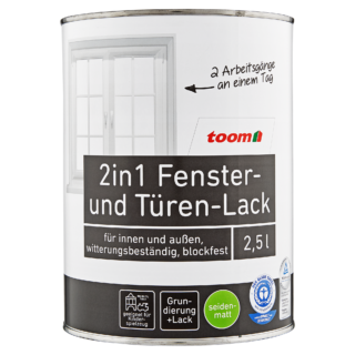 toom 2in1 Fenster- und Türenlack weiß seidenmatt 375 ml