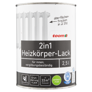 toom 2in1 Heizkörperlack weiß seidenmatt 2,5 l