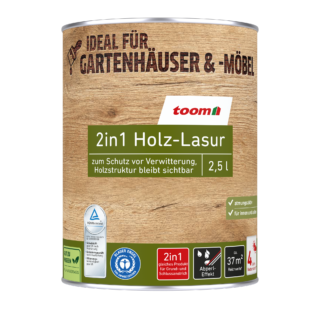 toom 2in1 Holzlasur teakfarben 2,5 l