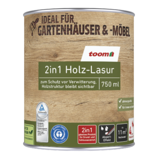 toom 2in1 Holzlasur teakfarben 750 ml
