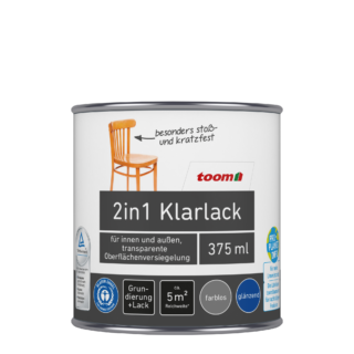 toom 2in1 Klarlack transparent glänzend 375 ml