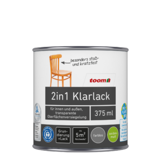 toom 2in1 Klarlack transparent seidenmatt 375 ml