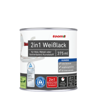 toom 2in1 Weißlack glänzend 375 ml