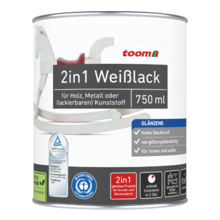 toom 2in1 Weißlack glänzend 750 ml