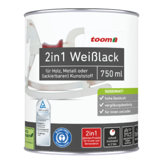 toom 2in1 Weißlack seidenmatt 750 ml