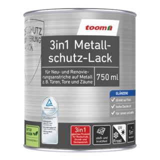 toom 3in1 Metallschutzlack grau glänzend 750 ml