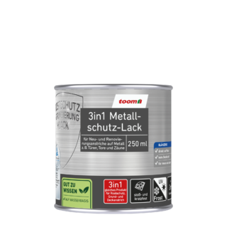 toom 3in1 Metallschutzlack silberfarben glänzend 250 ml