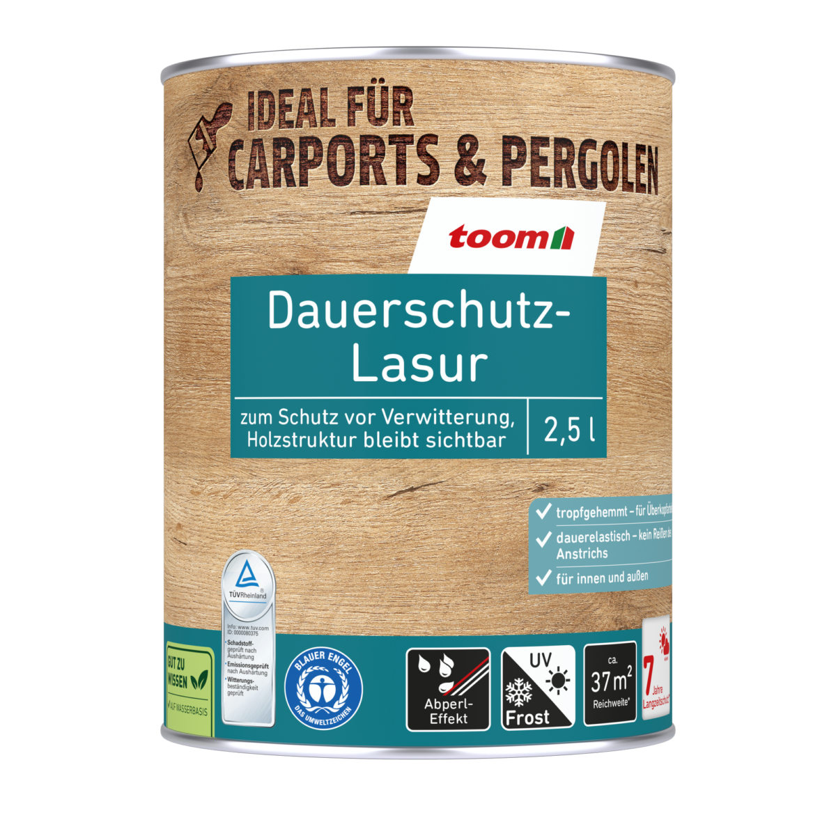 toom Dauerschutzlasur 'Natur' beige 2,5 l