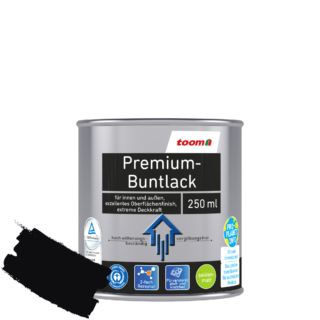 toom Premium-Buntlack tiefschwarz seidenmatt 250 ml