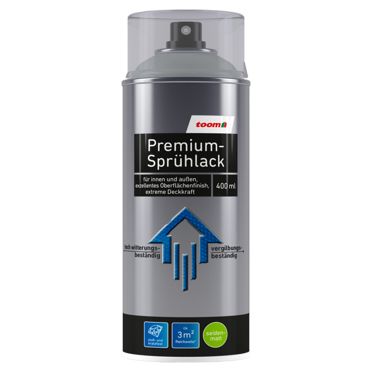 toom Premium-Sprühlack grau seidenmatt 400 ml