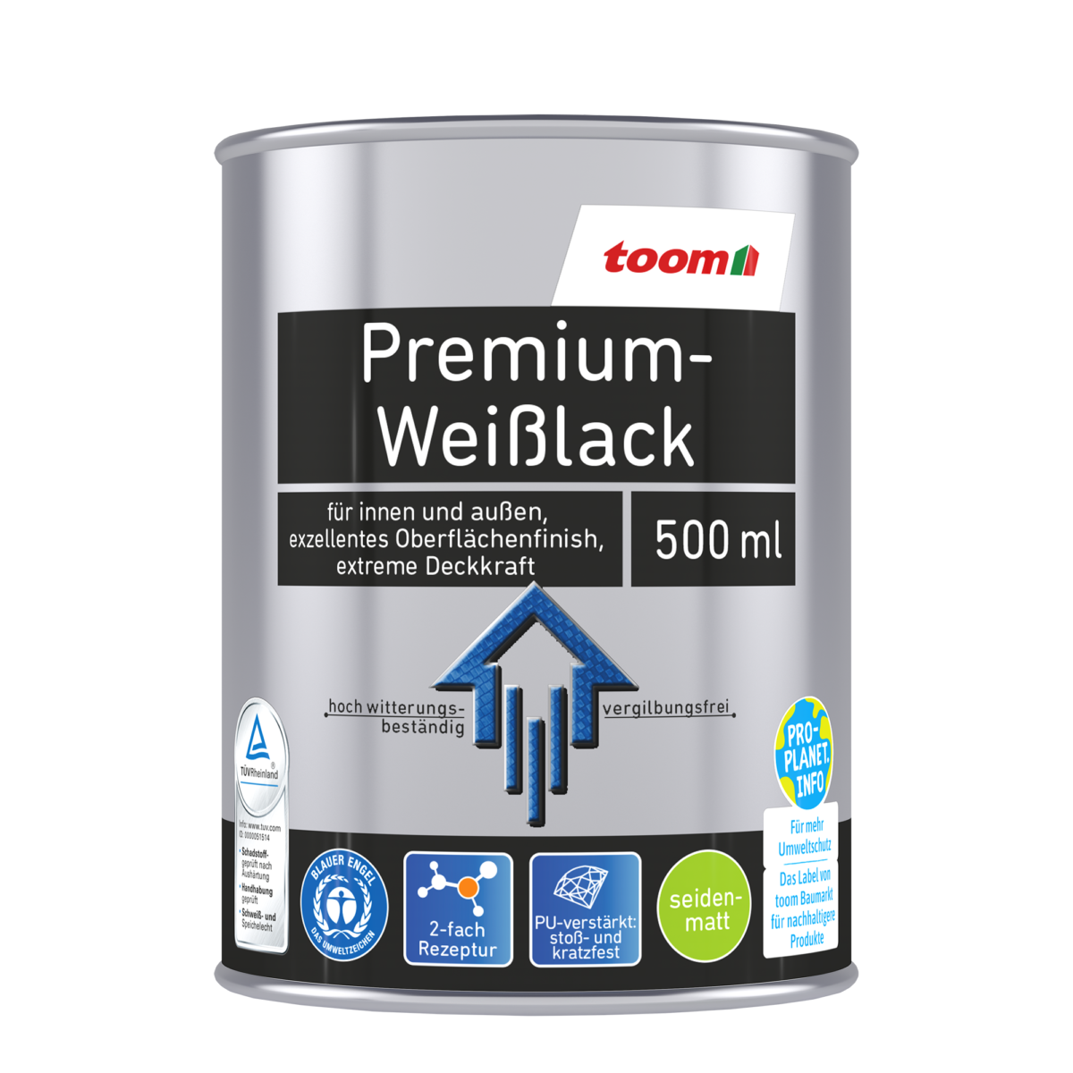 toom Premium-Weißlack seidenmatt 500 ml