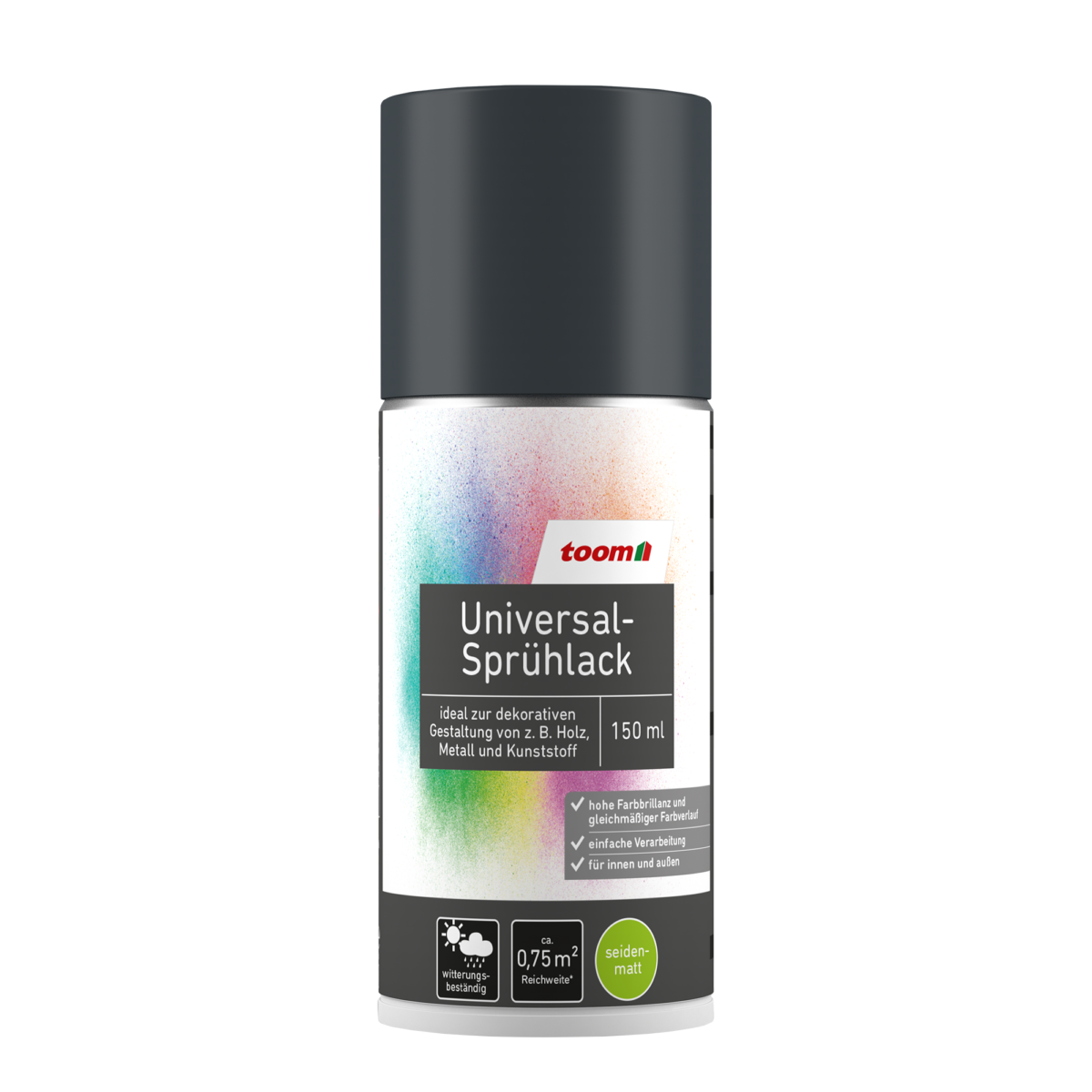 toom Universal-Sprühlack 'Mitternacht' tiefschwarz seidenmatt 150 ml