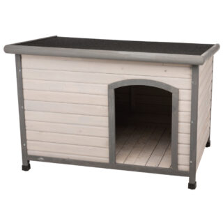 Trixie Hundehütte Classic: Natura Flachdach-Hütte - Größe S-M: B 85 x T 60 x H 58 cm, grau