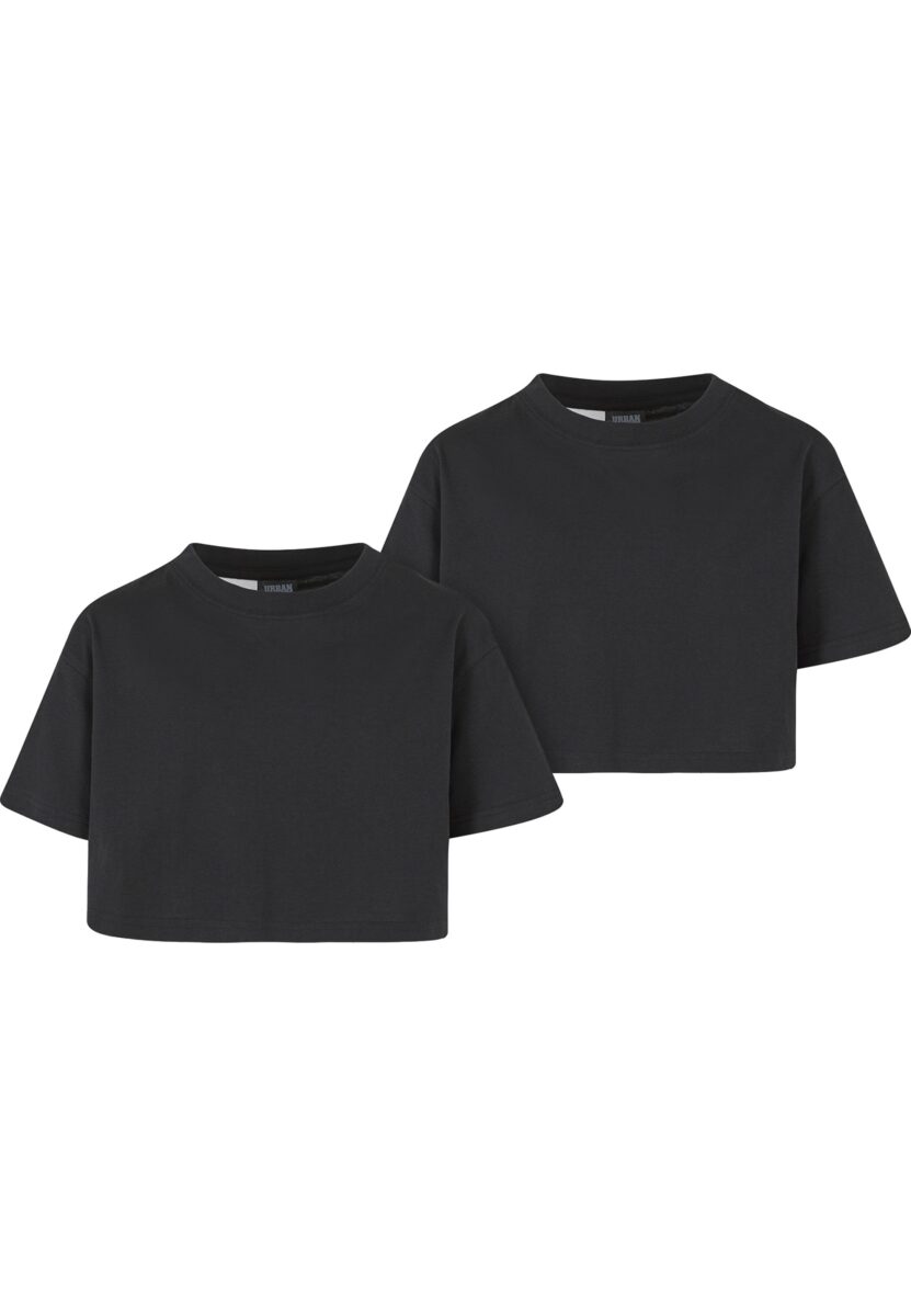 URBAN CLASSICS T-Shirt "Urban Classics Damen Girls Short Kimono Tee 2-Pack" 1 Stk.